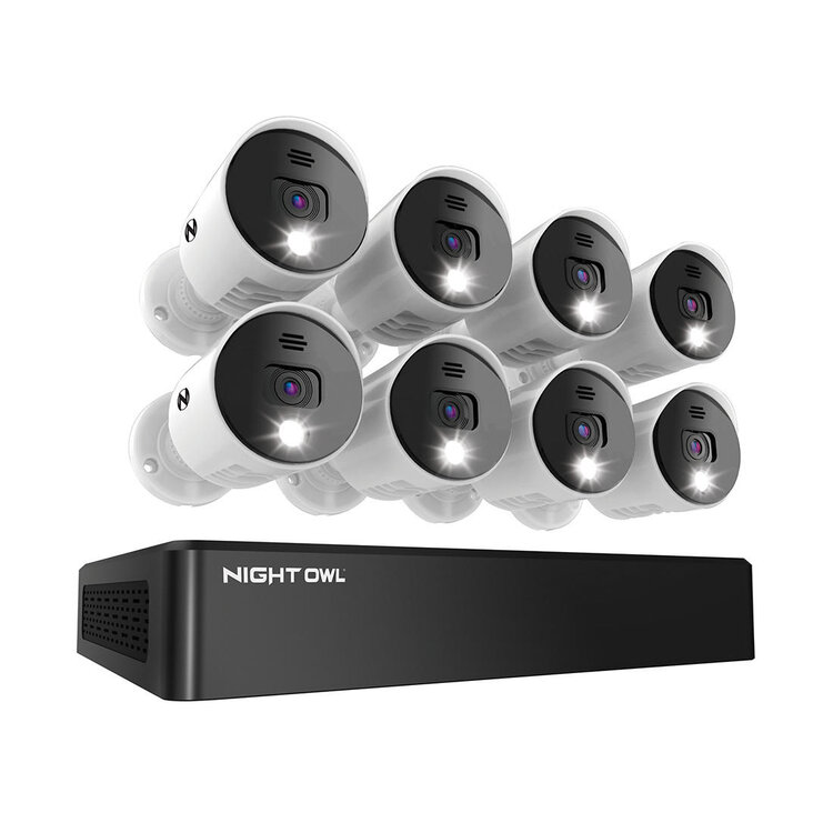 Night Owl Night Owl - 8-Channel, 8-Camera Indoor/Outdoor Wired 1080p HD 1TB DVR Spotlight Cameras
