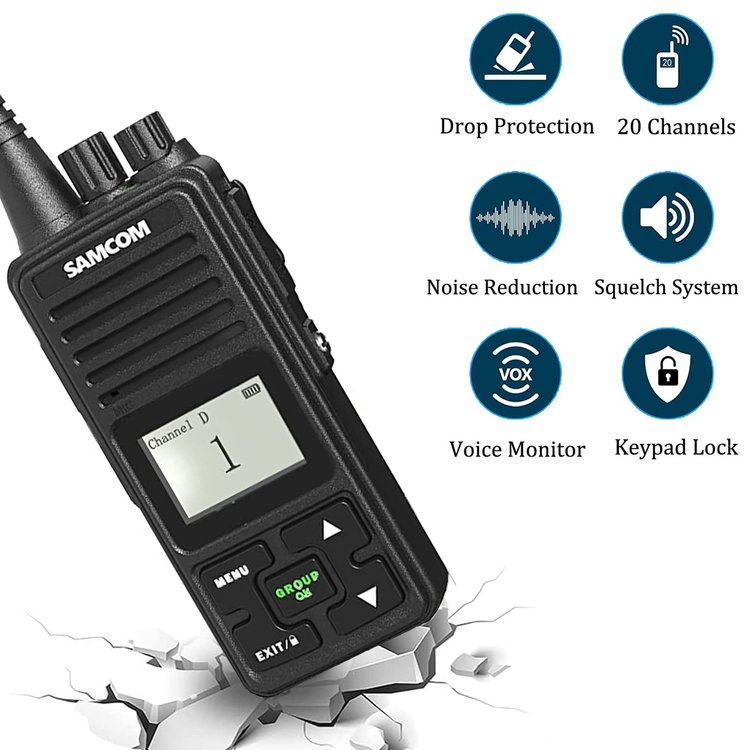 SAMCOM SAMCOM 3000mAh Two Way Radios Long Range Rechargeable High Power - Walkie Talkie