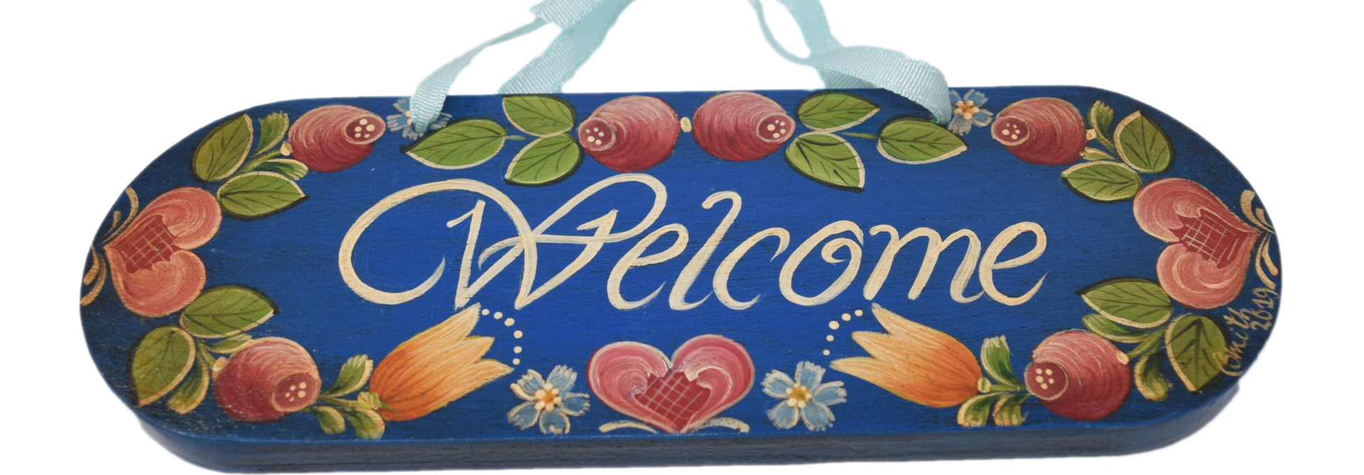 Dark Blue Welcome Door Sign