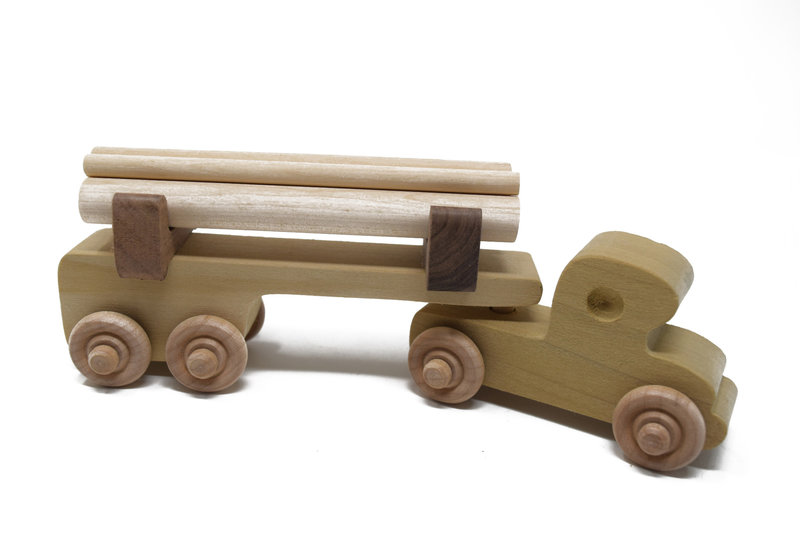 POPTY Wooden Log Truck Toy