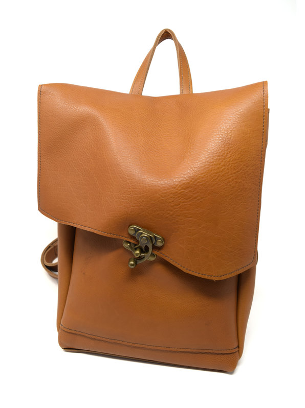 reima Small Leather Backpack Light Burnt Sienna