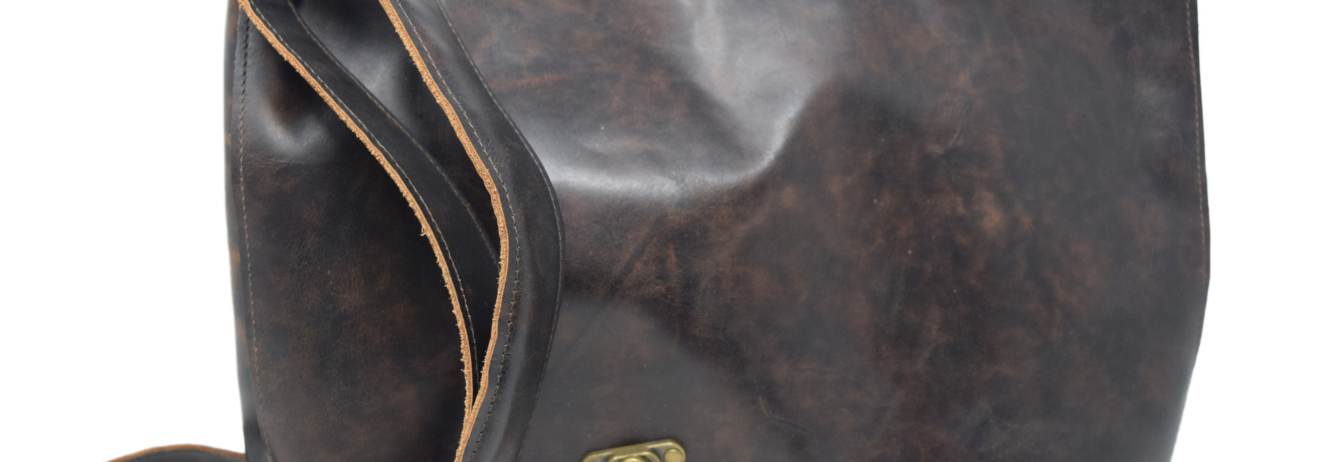 Leather Messenger Bag Mottled Dark Brown