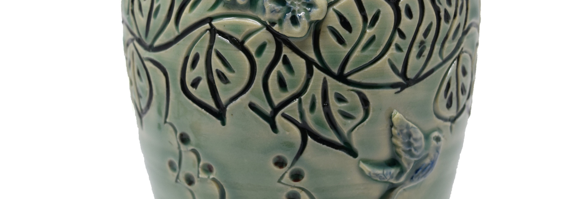 Medium Leaf Vase with Sprigs