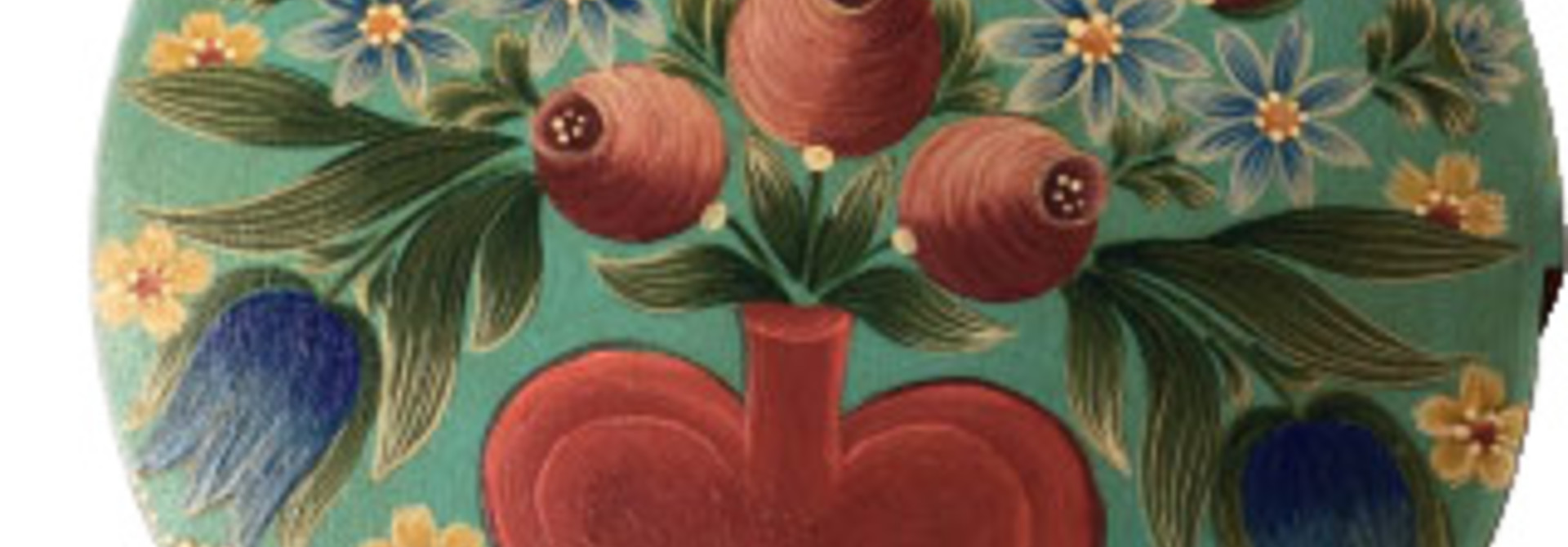 Round Light Green Box with Heart Vase & Flowers