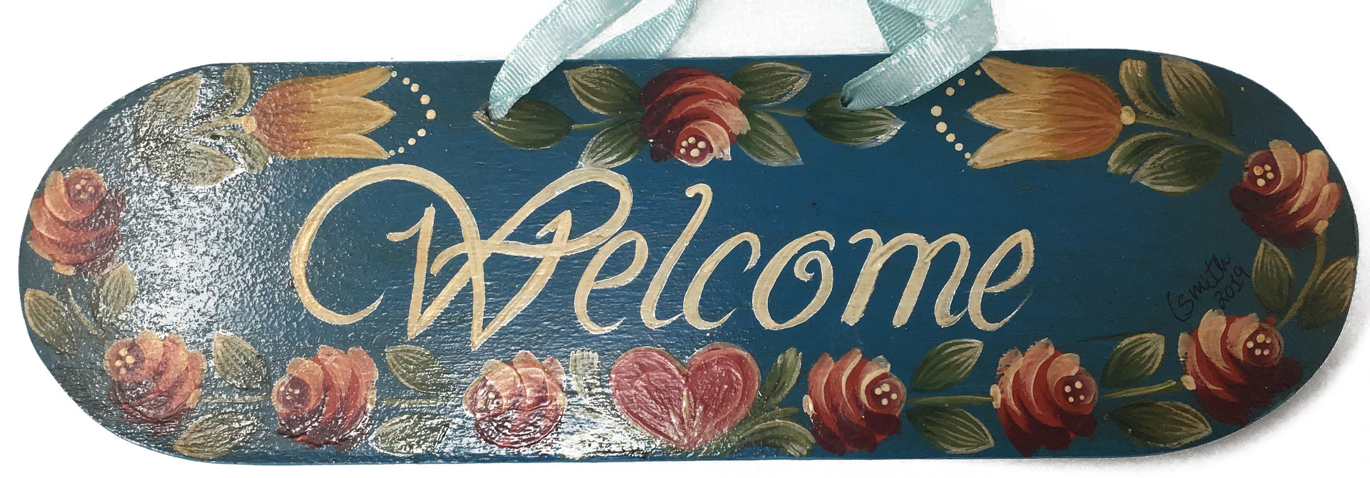 Dark Turquoise Welcome Door Sign