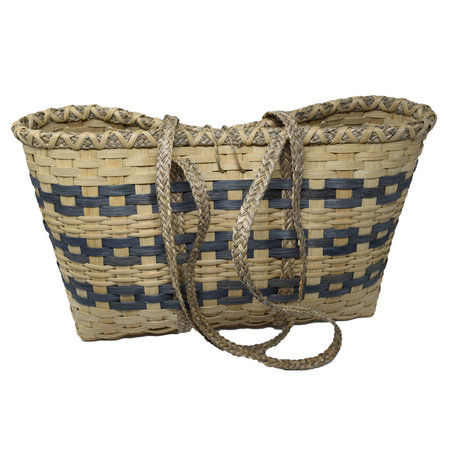 BOUNT Fun Day Tote natural with blue gray stripe
