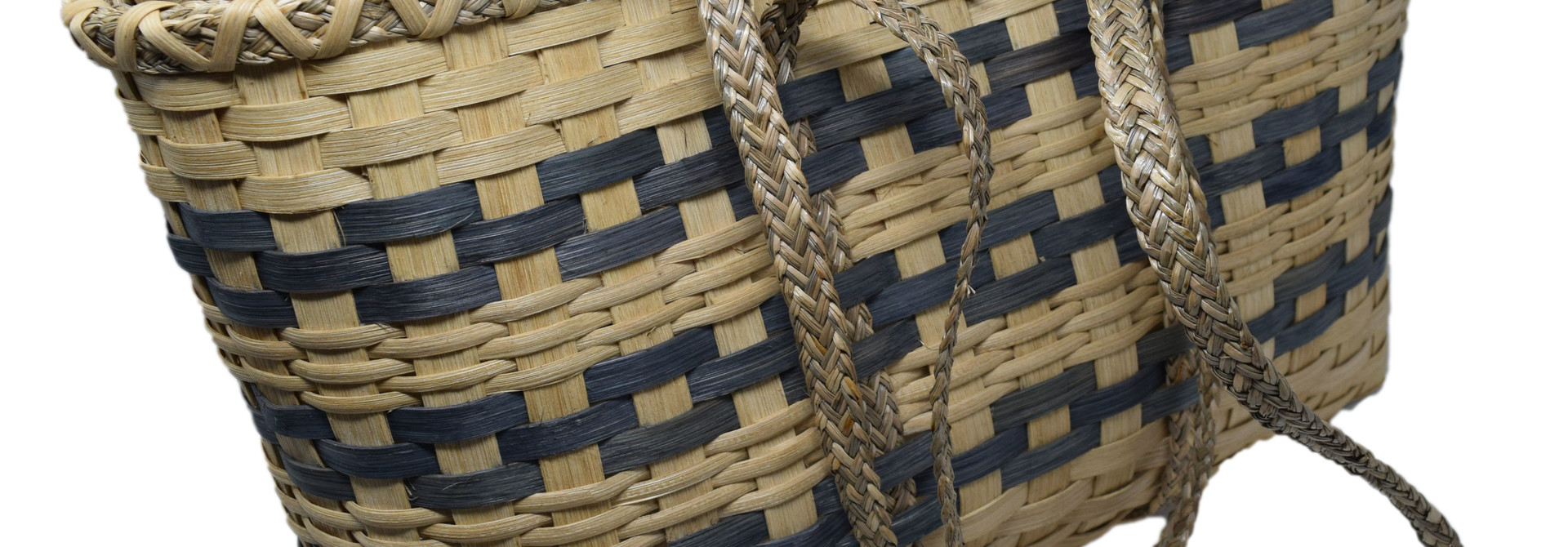 Fun Day Tote natural with blue gray stripe