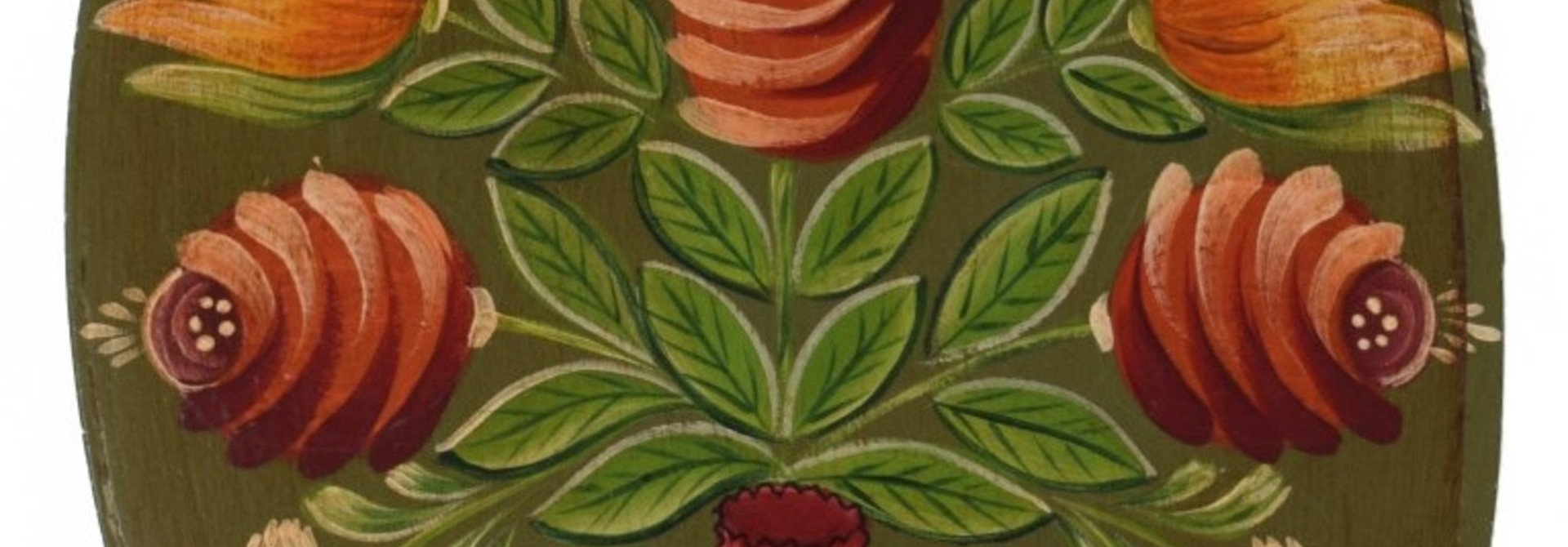 Oval Olive Green with Heart Vase and Flowers