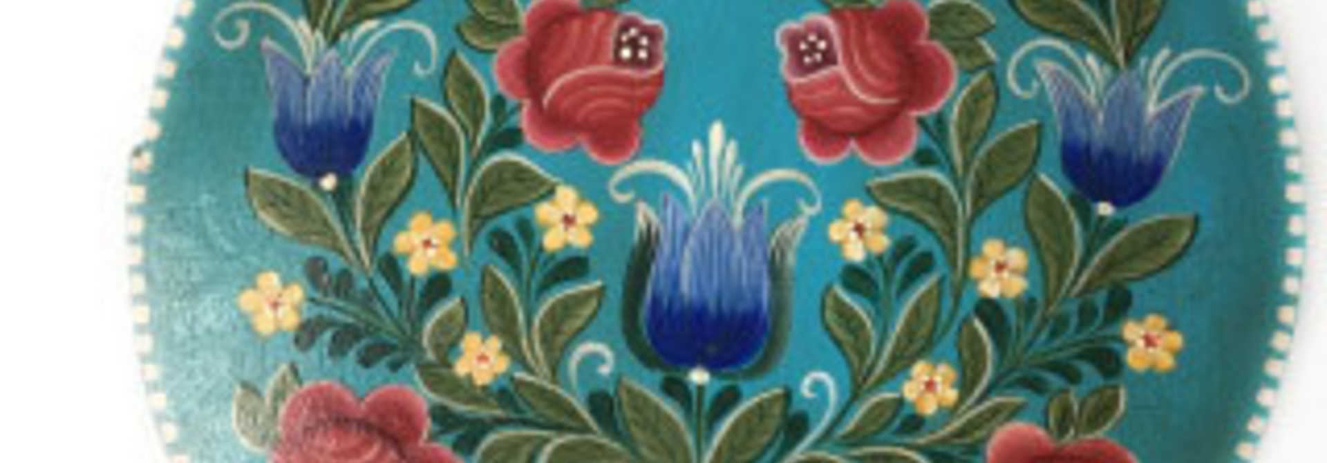 Round Sky Blue Box with Flowers