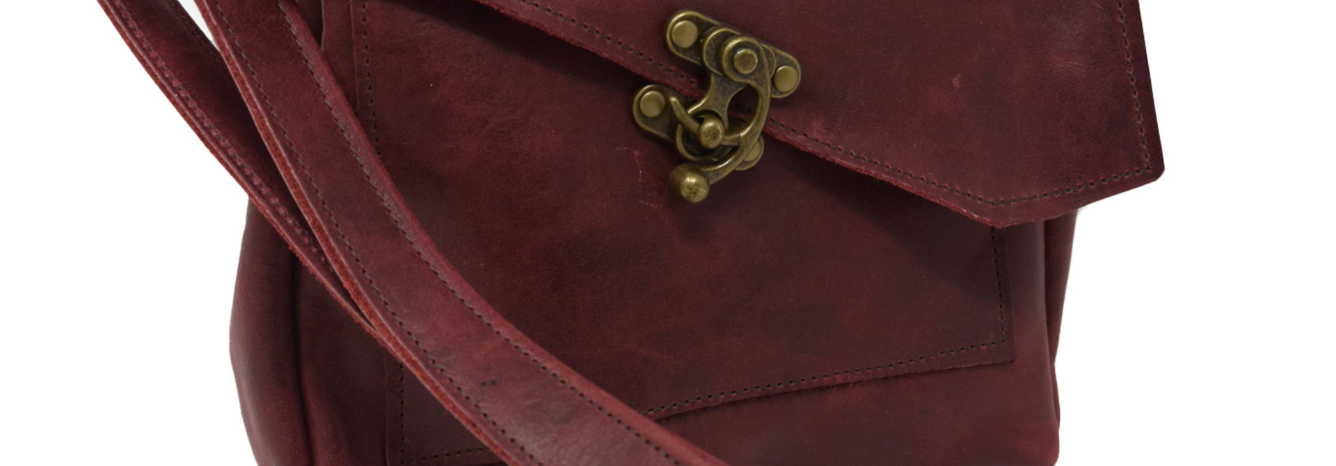 Leather Crossbody Deep Dark Red