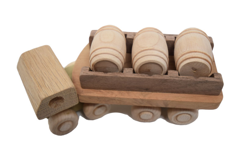 POPTY Wooden Barrel Truck Toy