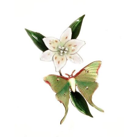 BOVO Luna Moth with a White Lily