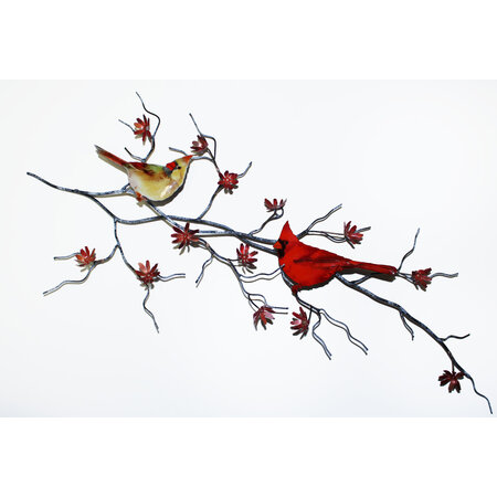 BOVO Male and Female Cardinal on a Flowering Branch