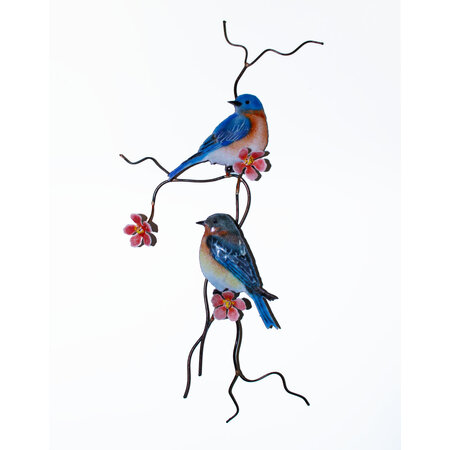 BOVO Two Bluebirds on a Flowering Peach Tree