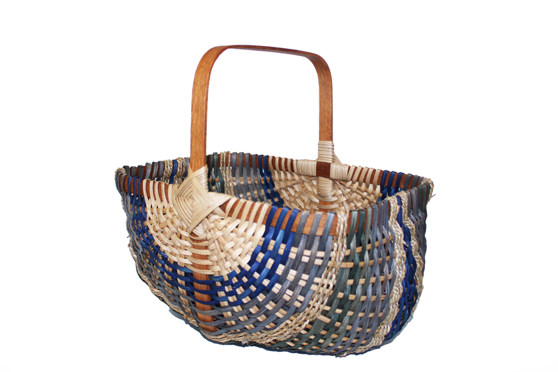BOUNT Egg Basket, Rectangle, Natural w Blue/Gray
