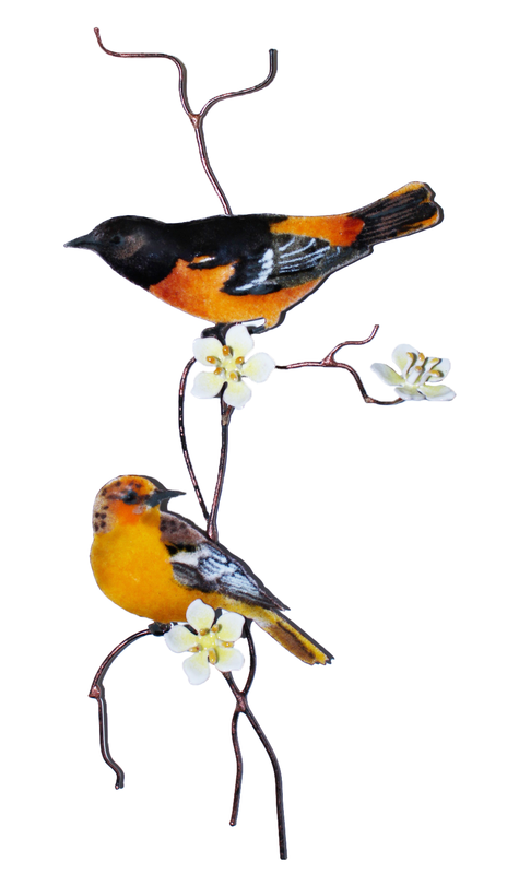 BOVO Two Baltimore Orioles with Flowers