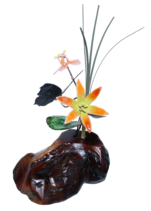 BOVO Teal Butterfly & Flowers Tabletop Sculpture