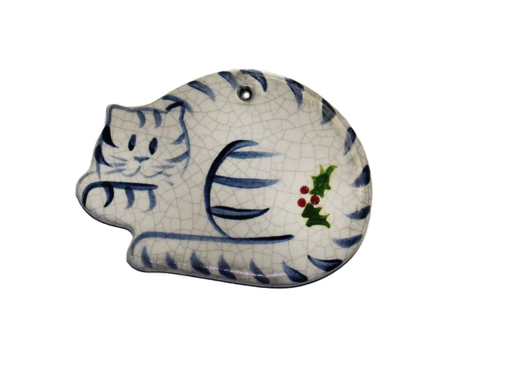 BRICKP Cat Ornament, Ceramic Curled Up