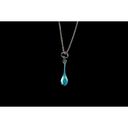 SUNDROP Maressa Glass teardrop Pendant Necklace - Aqua Tornado
