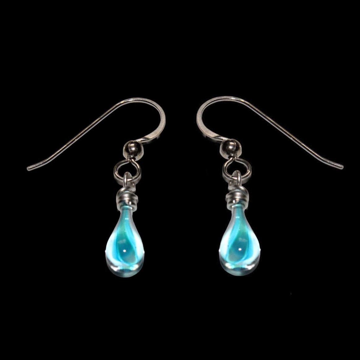 SUNDROP Demi Glass Teardrop Earrings - Aqua Tornado