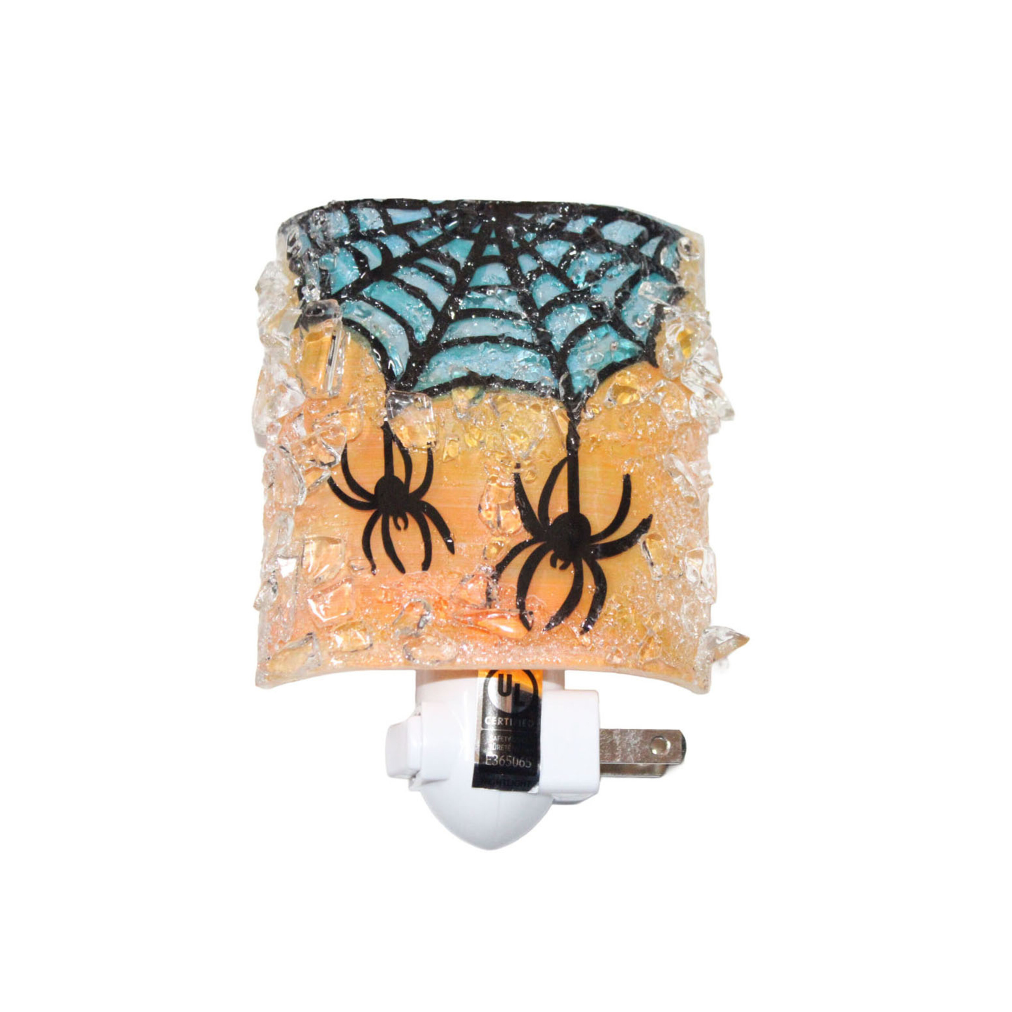 spiders in blue web - Log House Craft Gallery