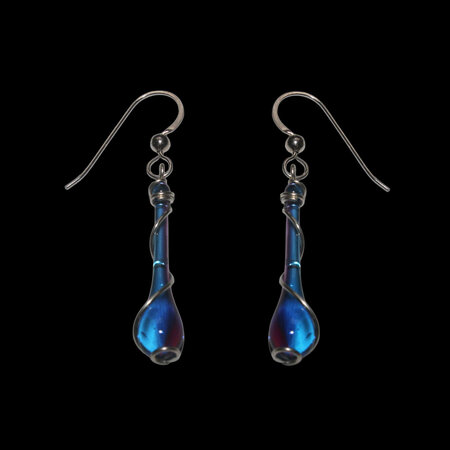 SUNDROP Lyra Glass Teardrop Earrings with Silver Spiral - Morning Glory