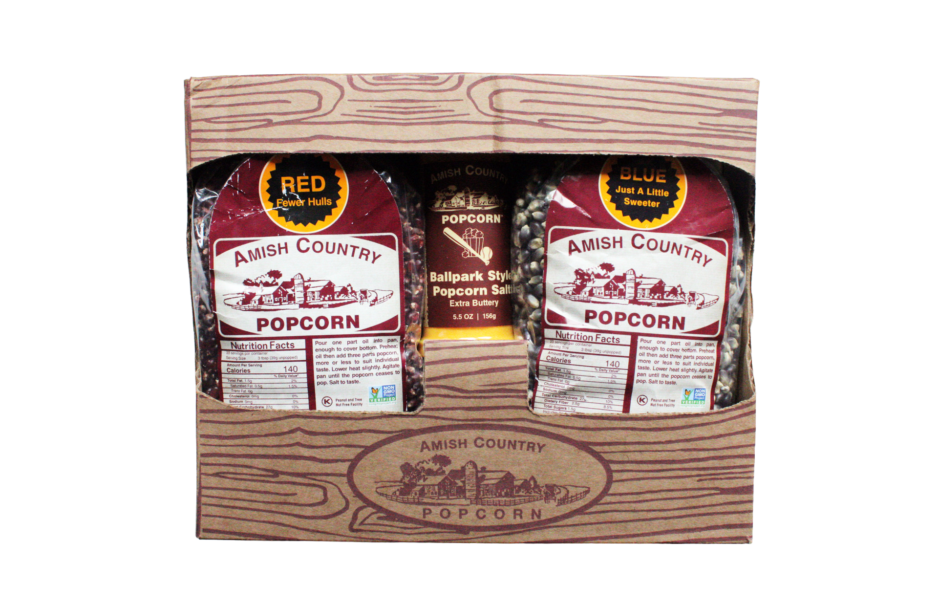 AMISH Popcorn Gift Box with 2/2Ib Bags