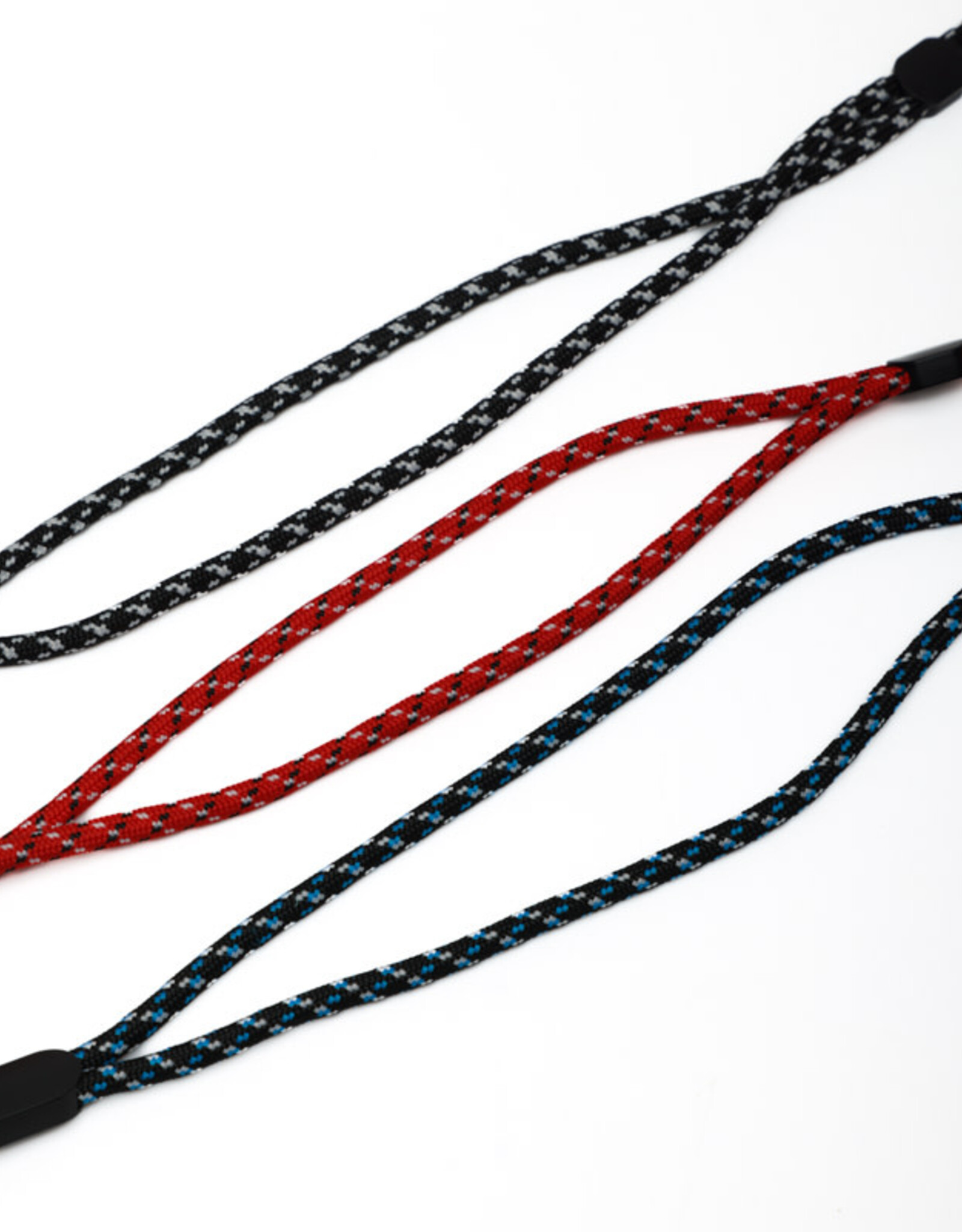 Long Red, Black, and White Braided Neck Strap