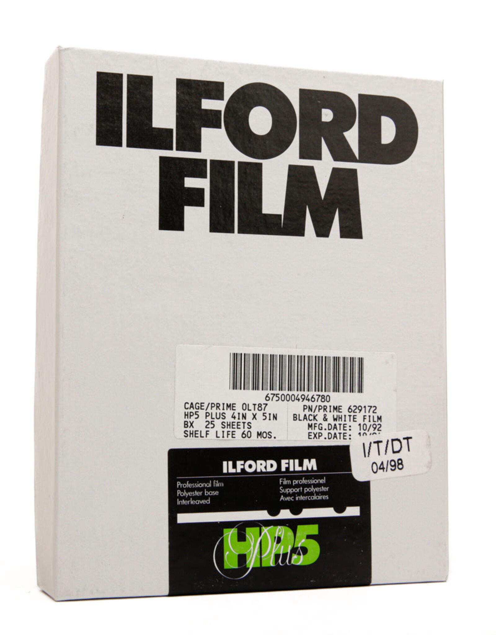 Ilford Ilford HP5 Plus 4"x5" 25 Sheets exp. 03/95 stored frozen