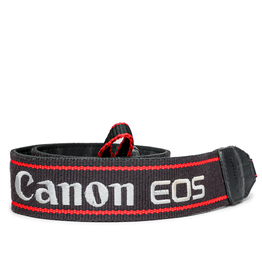 Vintage Canon EOS Camera Strap: Black with Red Pinstripe