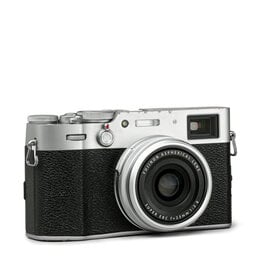 Fuji FujiFilm X100V Digital Camera (Silver) w/Leather Case, 2 Batteries