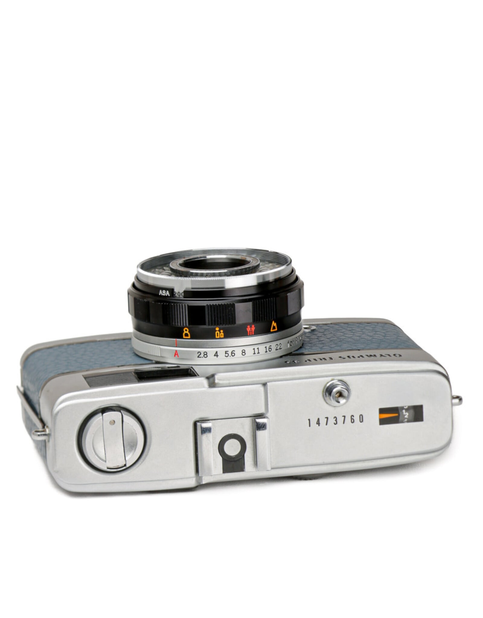 Olympus Olympus Trip 35 40mm f2.8 35mm Rangefinder Camera Silver w/Blue Leather