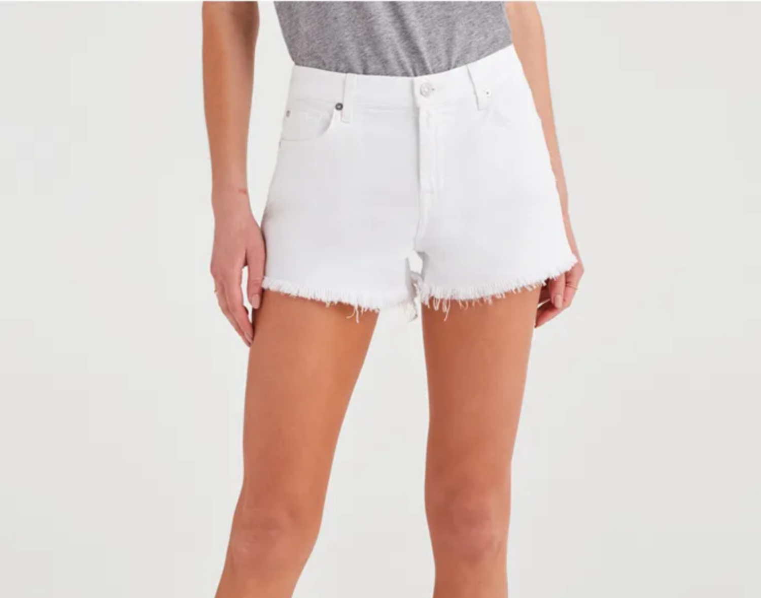 white cut off shorts