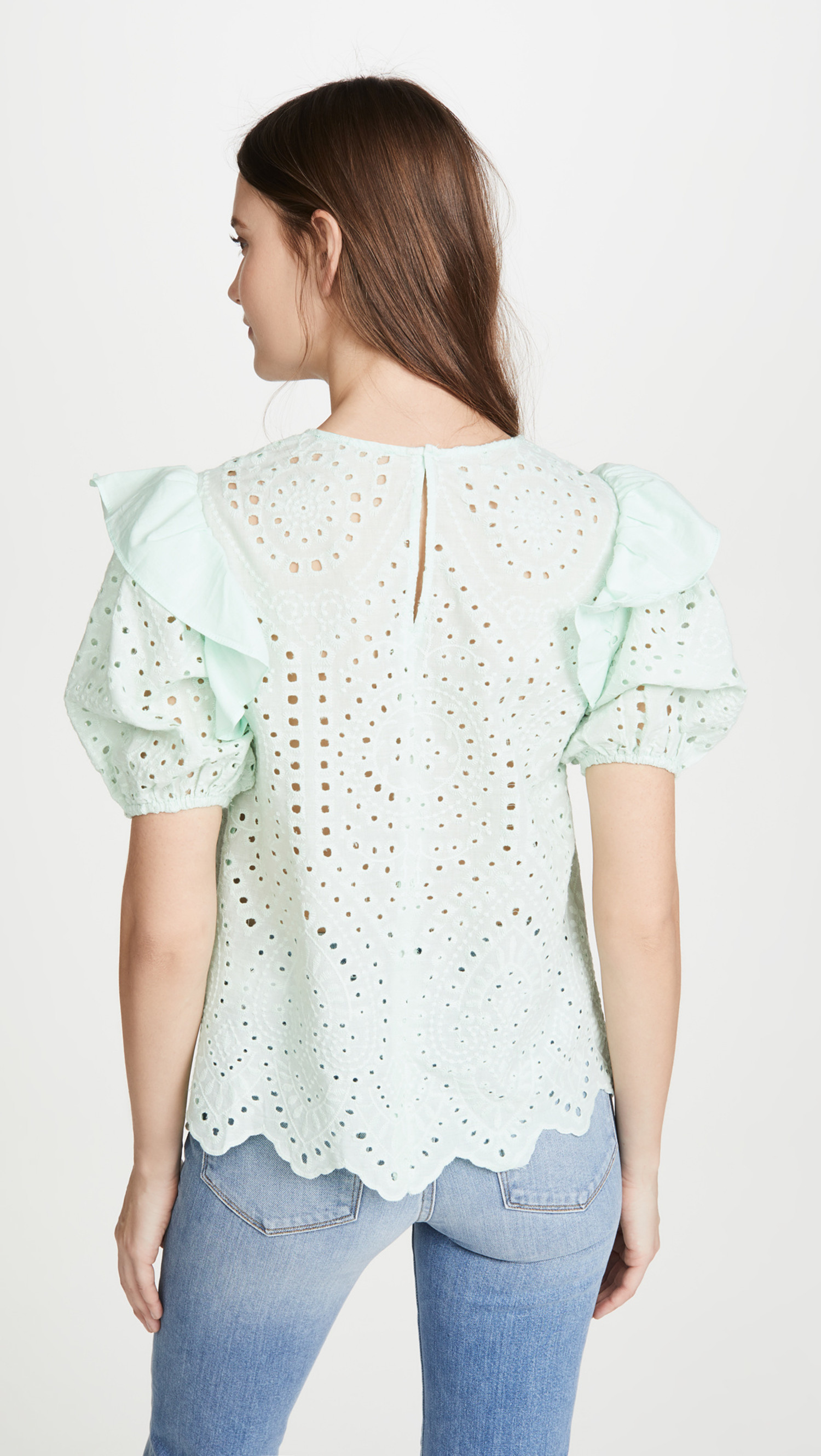 ruffle eyelet top