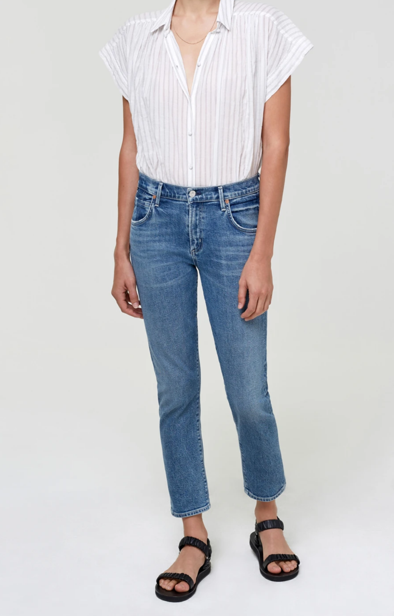 Elsa Mid Rise Slim Crop Jean - Tulips in Little Rock