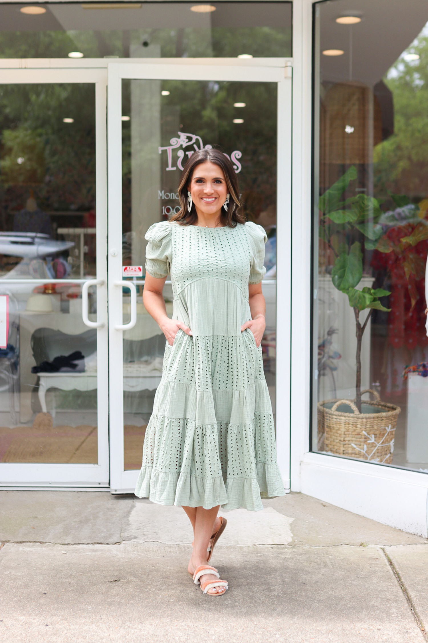 bailey blue eyelet ruffle dress