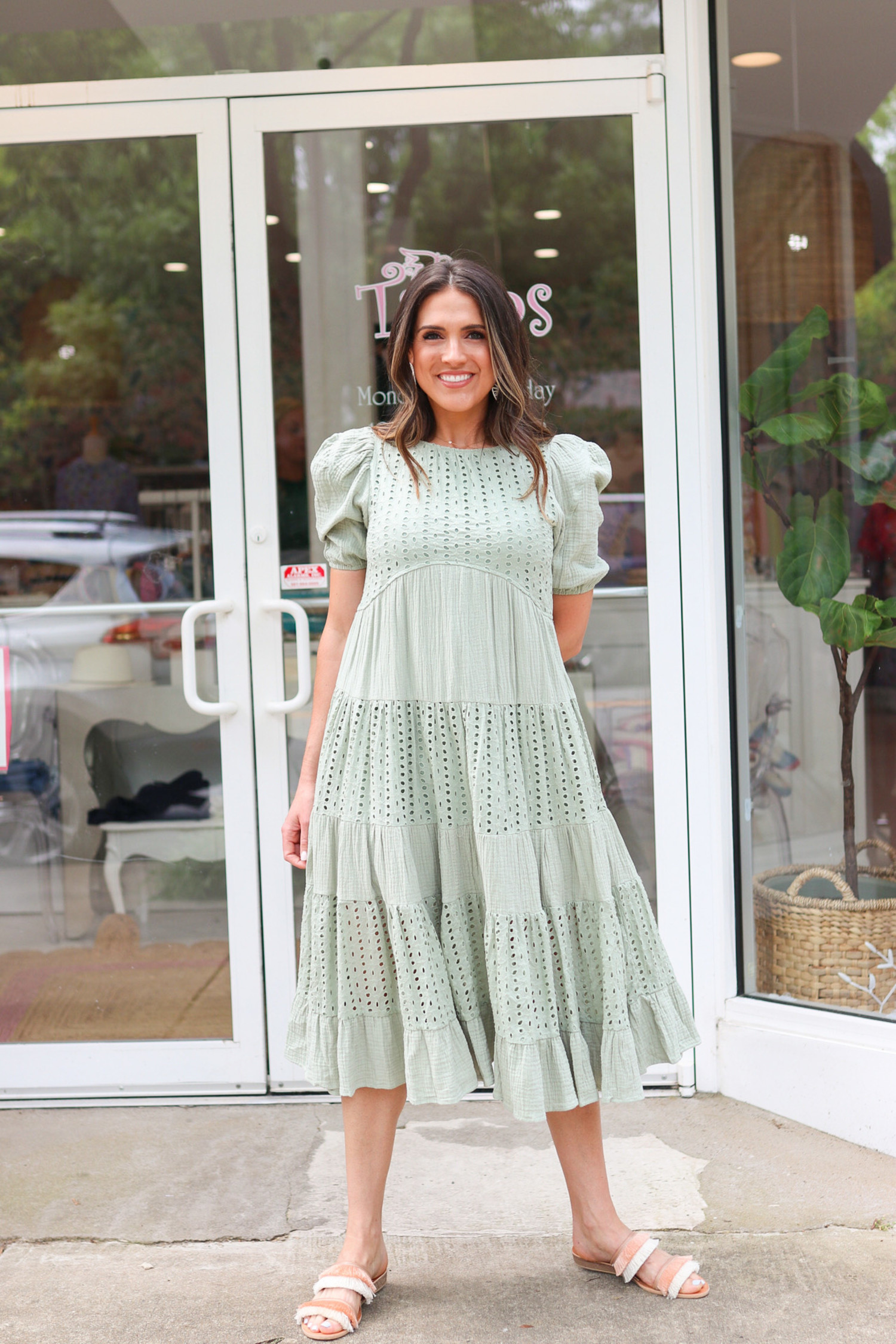 bailey blue eyelet ruffle dress