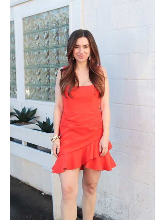 bea cold shoulder ruffle dress