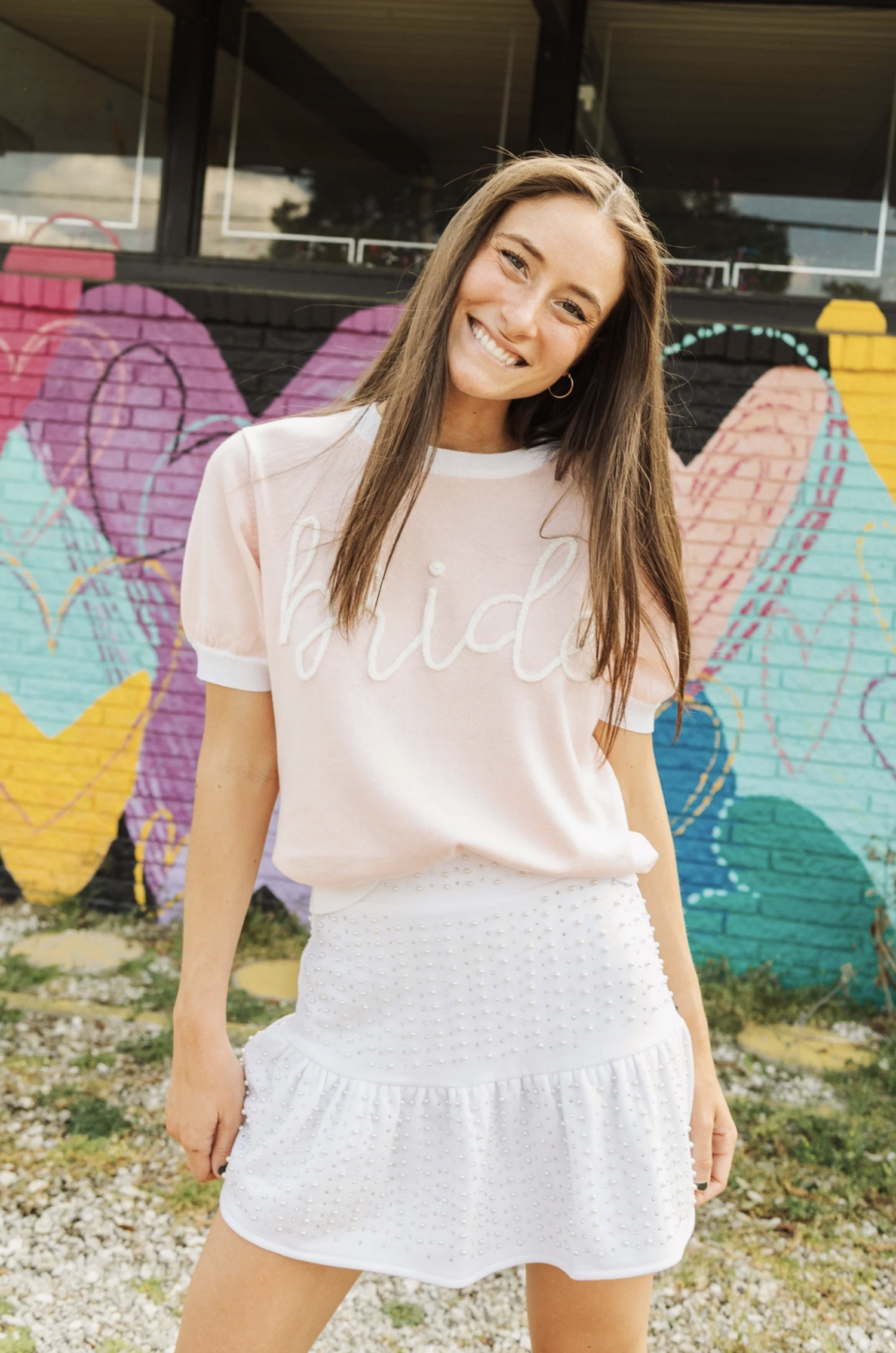 Bride Glitter Script Sweater - Tulips 