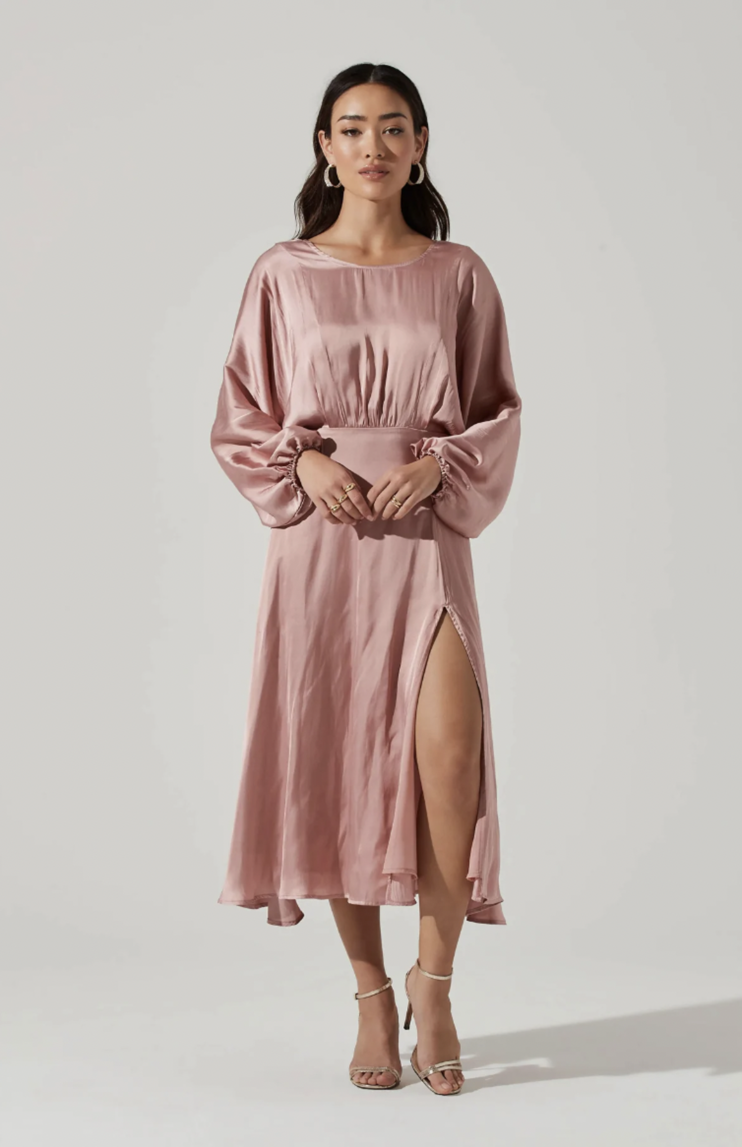 Marin Dolman Sleeve Midi Dress - Tulips 