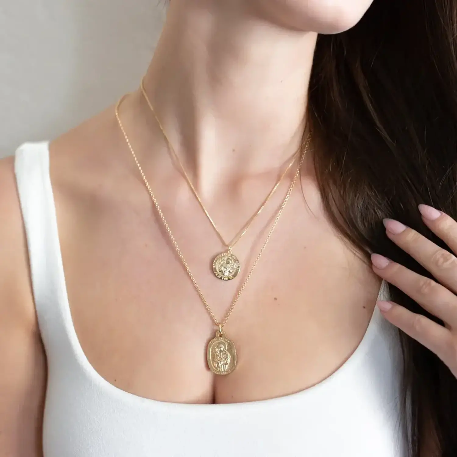 White Gold Saint Francis of Assisi Circle Medallion Diamond Pendant Necklace  (Small)