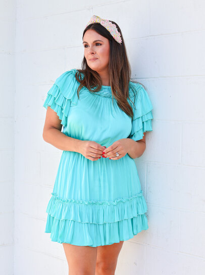 Strut & Bolt FINAL SALE! Simone Satin Ruffle Dress