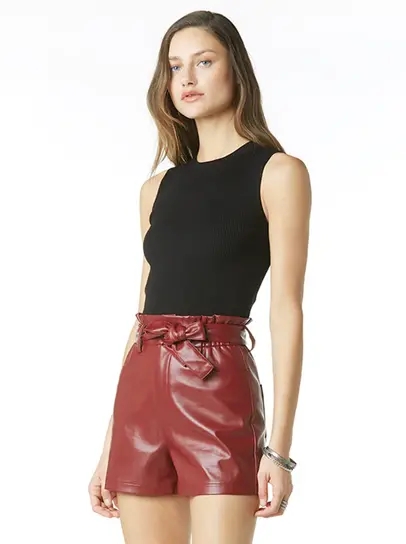 Palmer Faux Leather Shorts - Tulips in Little Rock