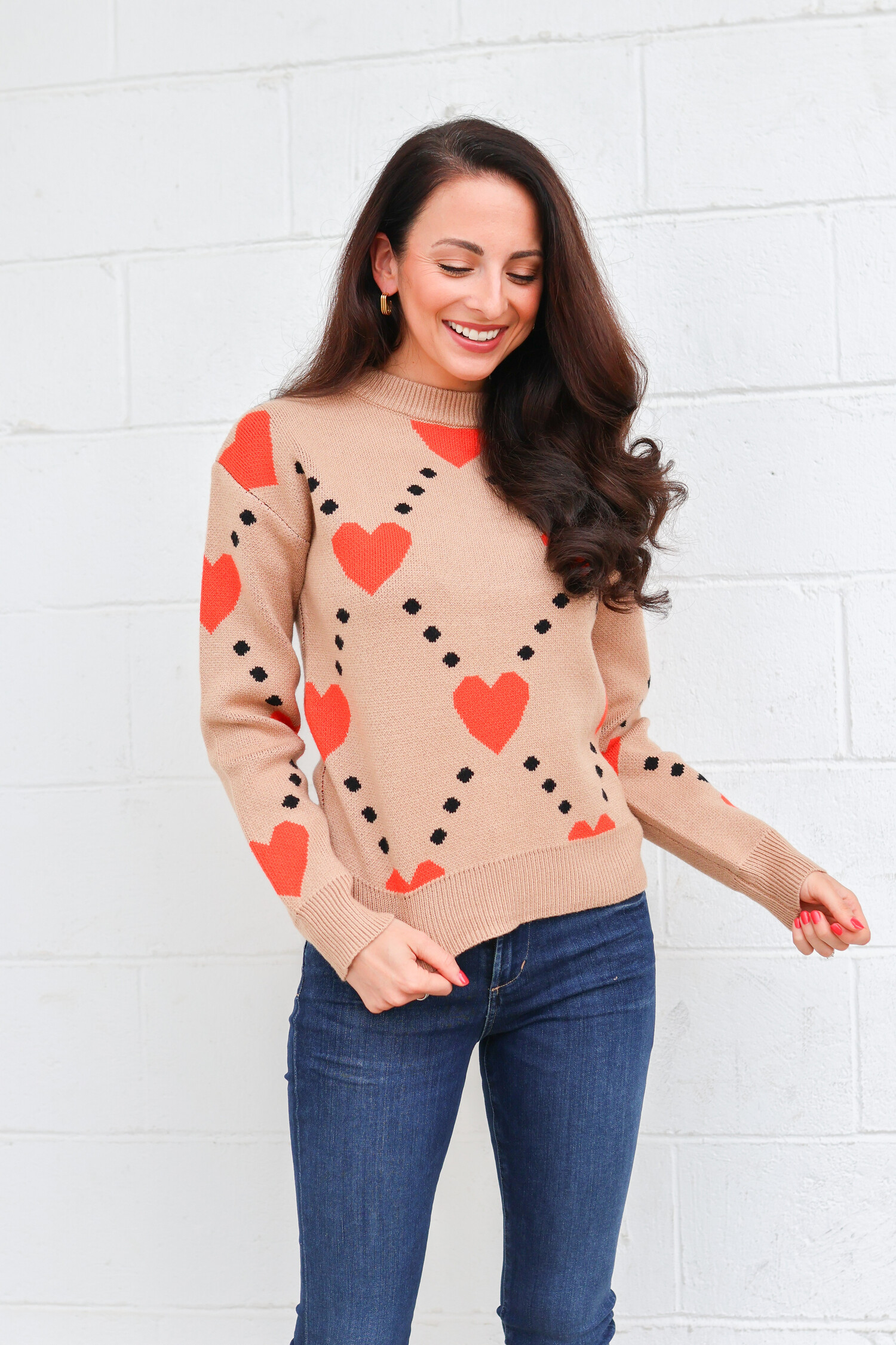 Thml Long Sleeve Heart Sweater