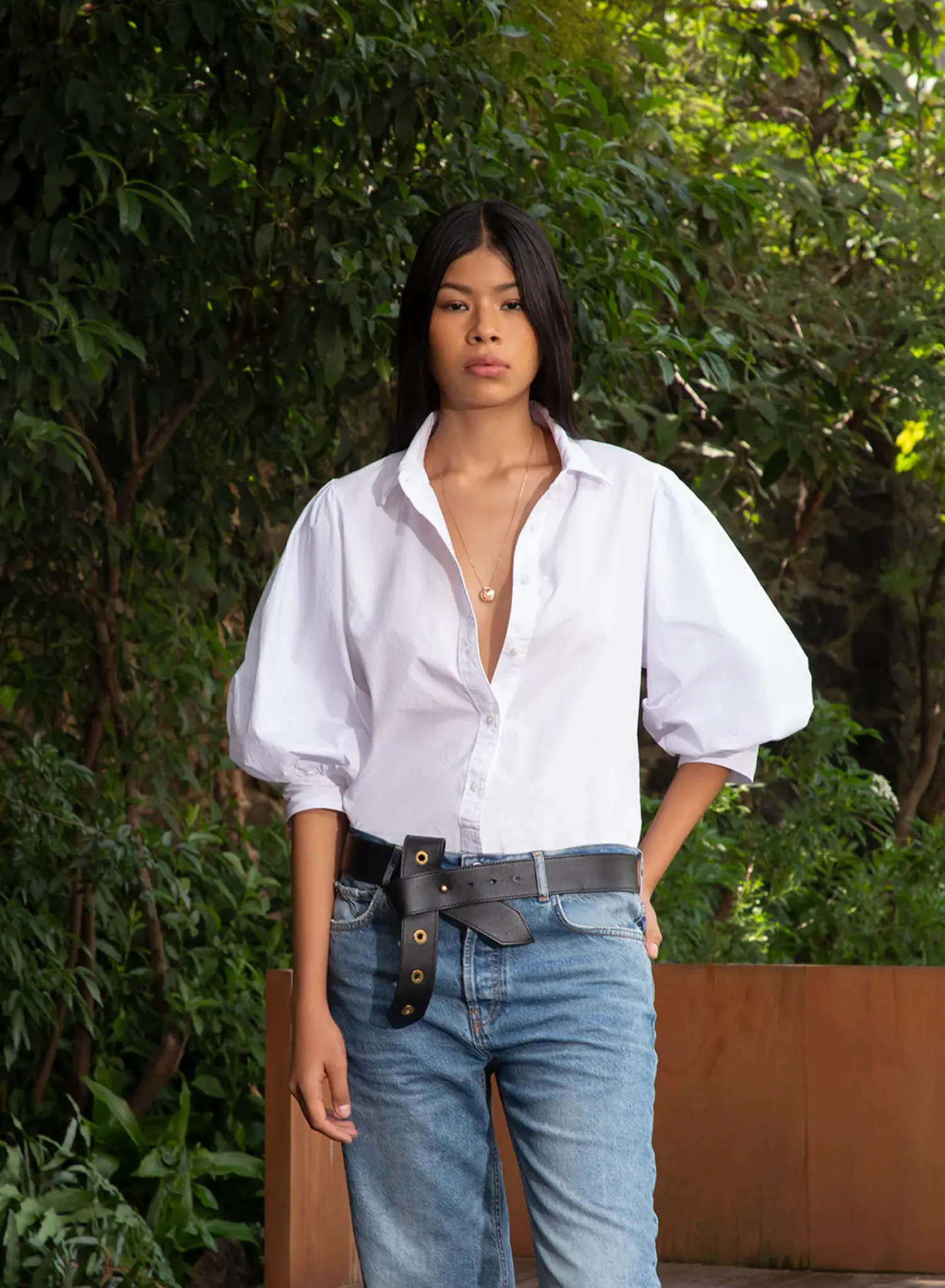 Poplin Puff Sleeve Shirt Tulips in Little Rock