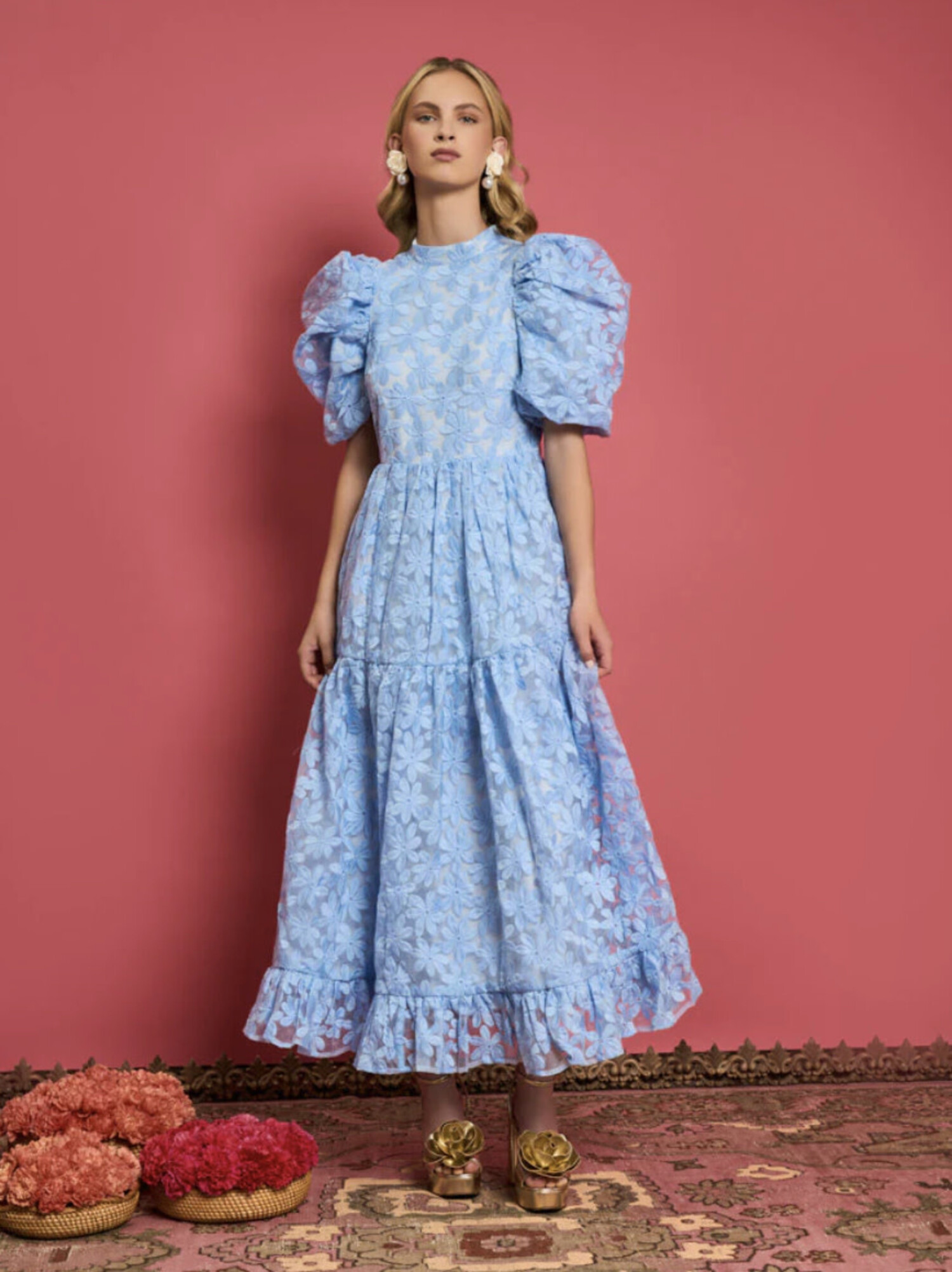 Sky Lily Embroidered Dress - Tulips in Little Rock