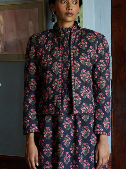 Eliza Puffer Jacket - Tulips in Little Rock