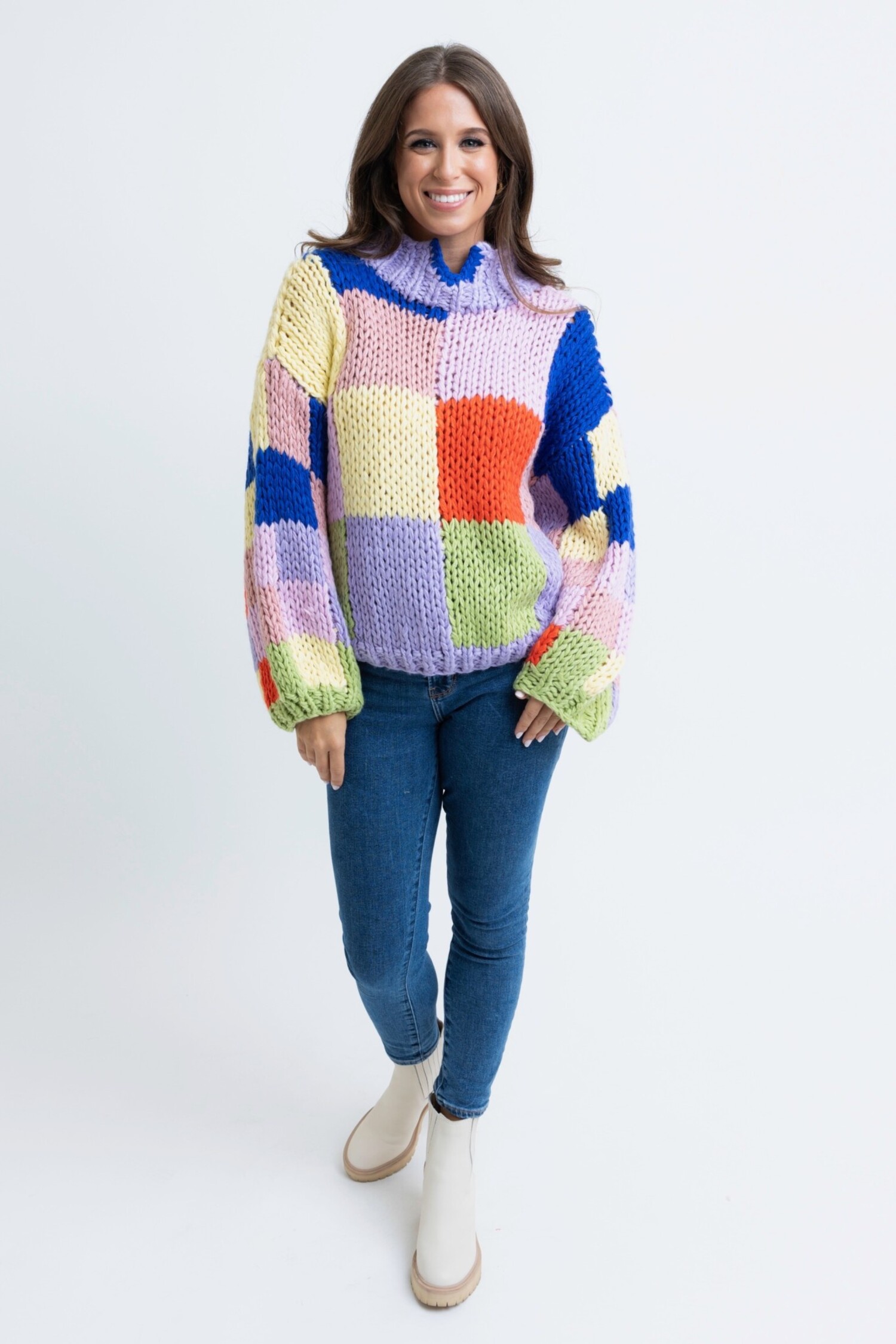 Piper Crochet Colorblock Sweater - Tulips in Little Rock
