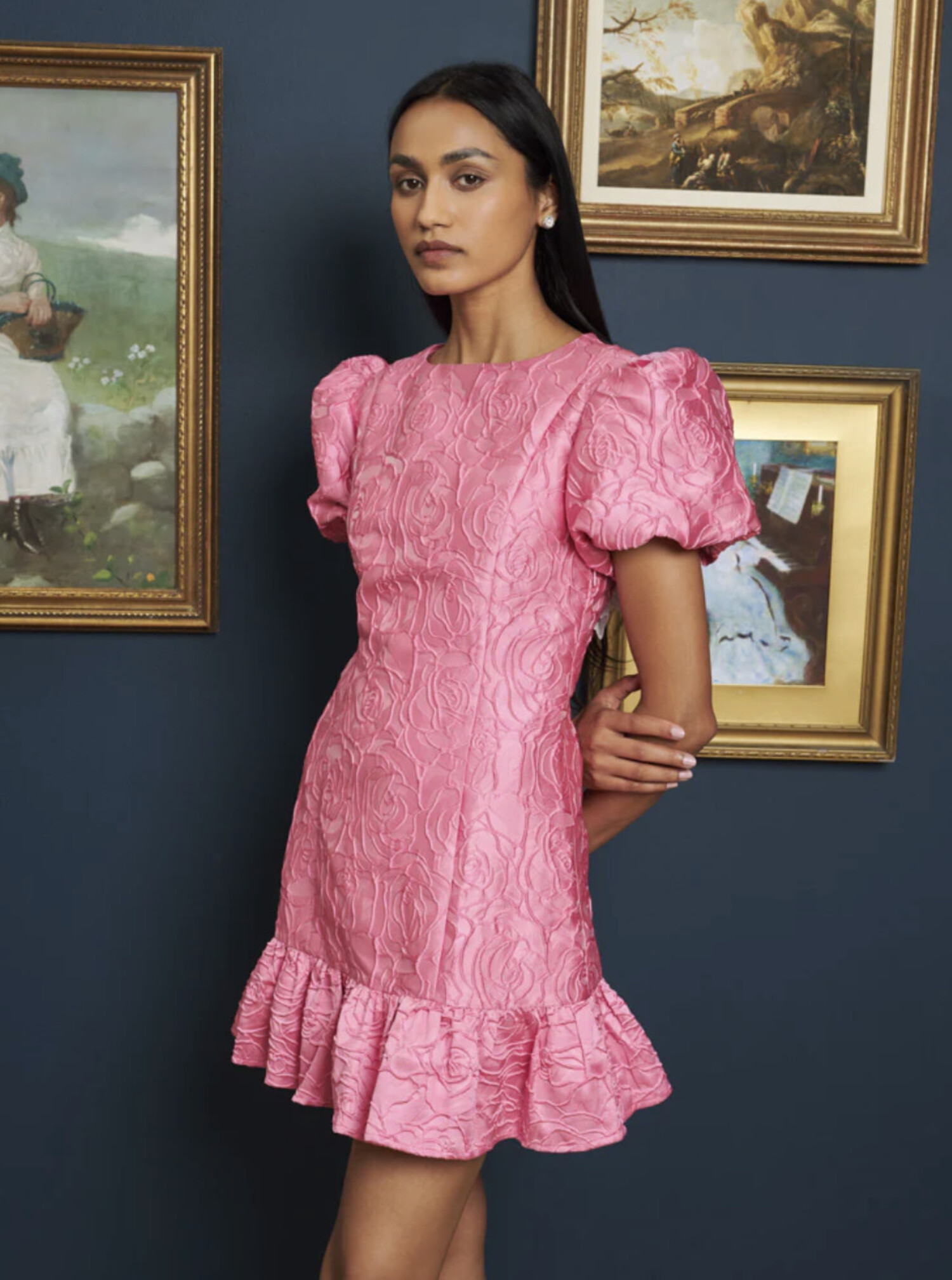 pink jacquard dress