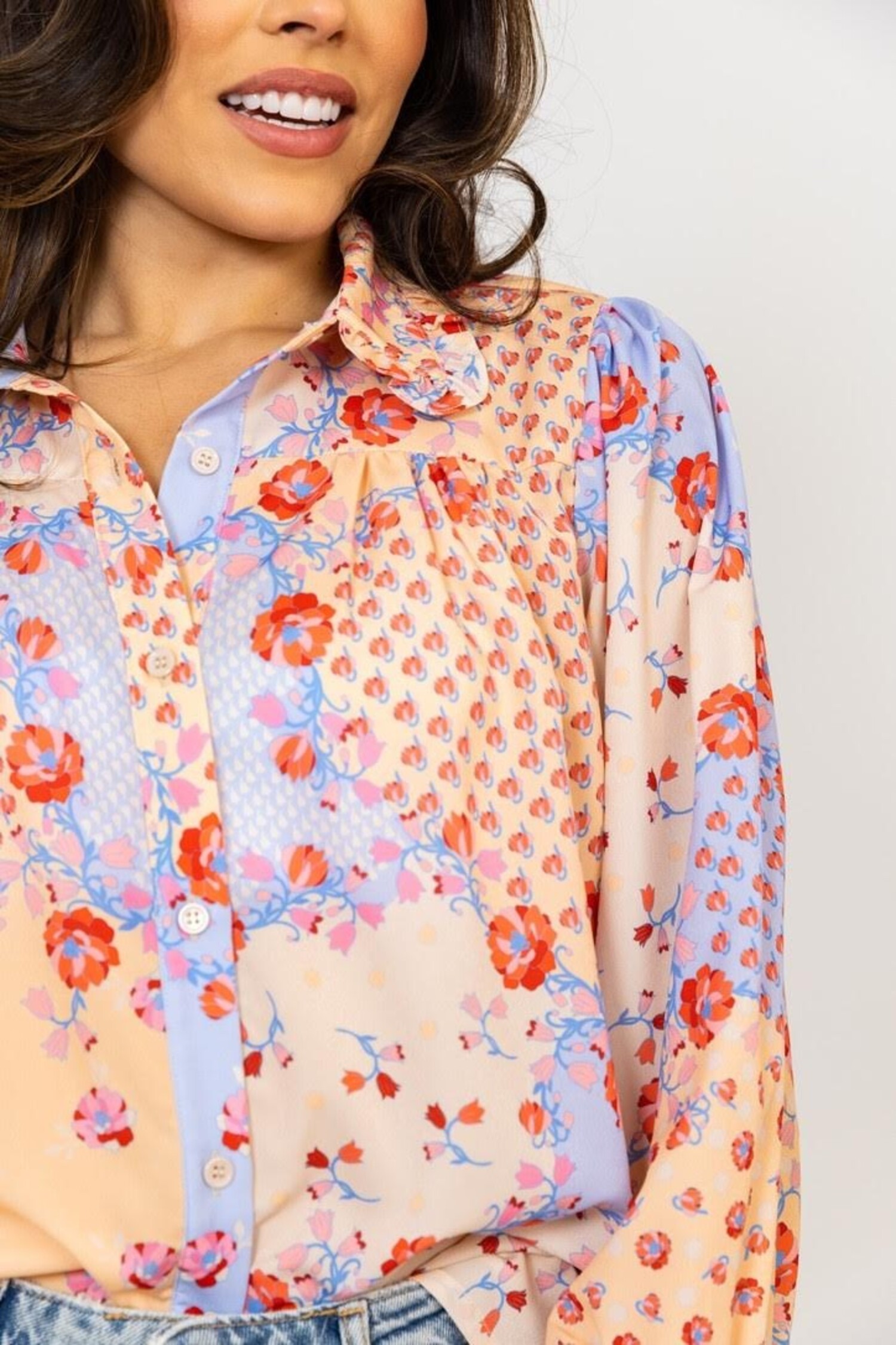 Vienna Ruffle Collar Blouse - Tulips in Little Rock